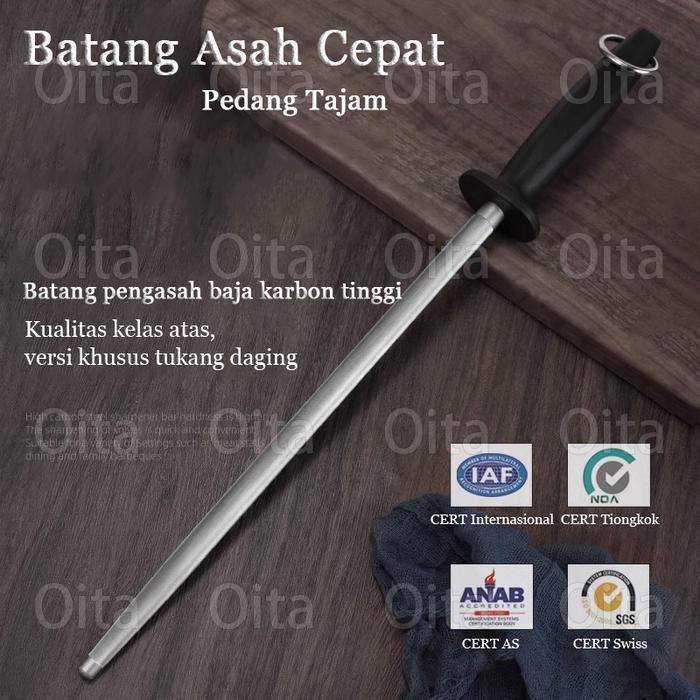 Asahan Pisau Stainless Pengasah Pisau Sharpening Steel Tongkat Pengasah Magnet Kemasan Kotak Hadiah 