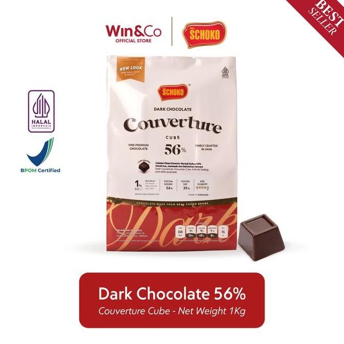 

SCHOKO Dark 56% Couverture Cube 1 Kg - Cokelat Kovertur Dadu Premium Baking Termurah