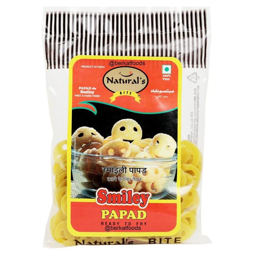 

+%+%+%] Smiley Papad Fryum Natural's Bite / Kerupuk Mentah India Vegetarian Ready To Fry Naturals