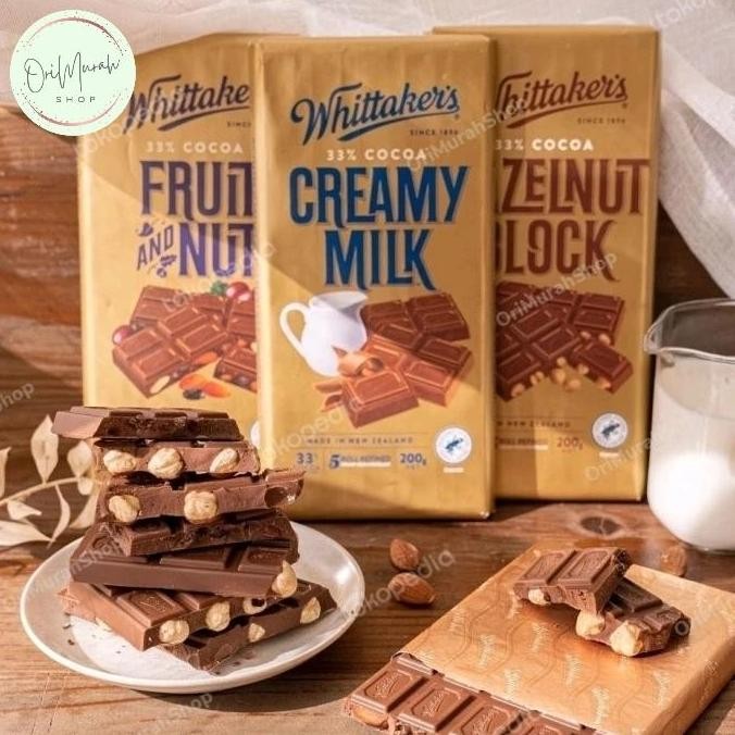 

Whittaker's Dark Ghana Peppermint Milk Almond Gold Hazelnut Fruit Nut Peanut Butter Biscuit Chocolate Snack Import Termurah