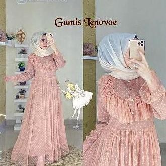 Gamis pesta jumbo brokat tutu busui polkadot hijabers cantik tile NEW