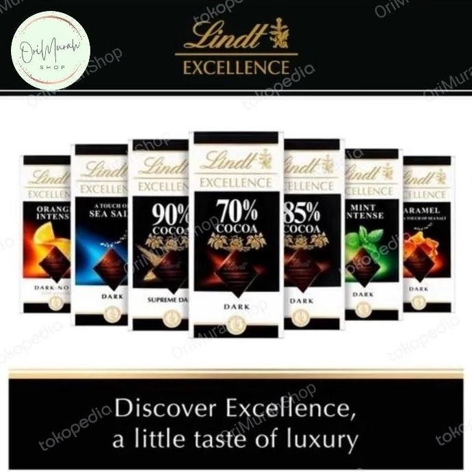 

Lindt Excellence Dark Chocolate 70-99% Cocoa Bar - Cokelat Hitam Mint Orange Termurah