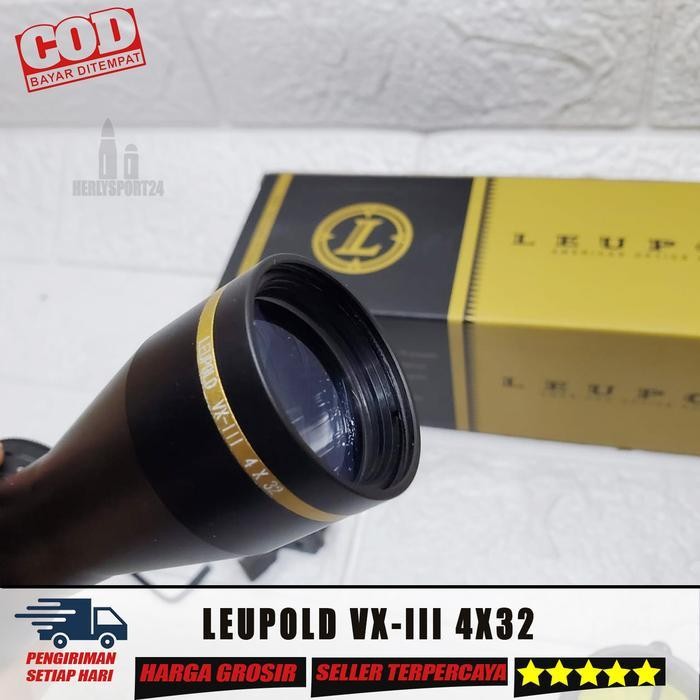 Teleskop Leupold 4X32 Duplex Telescope Leupold Vx-Iii 4X32 Tahan Getar Ring Gold Original Dan Terper