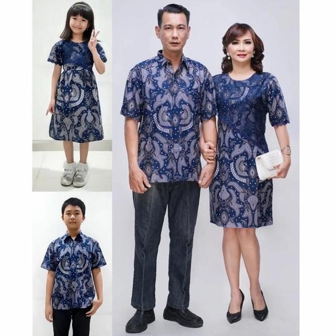 SARIMBIT DIVANIA BIRU BATIK COUPLE KELUARGA DRESS KOMBINASI BRUKAT