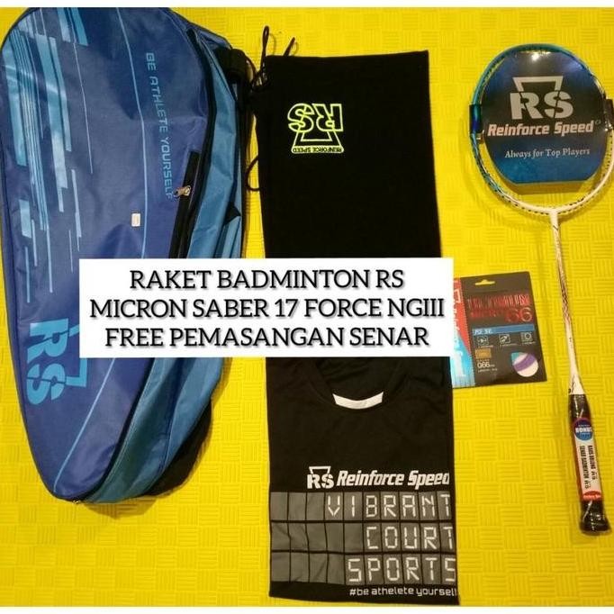 Raket Badminton Rs Micron Saber Force 17 Ngiii Free Pasang Senar+Grip