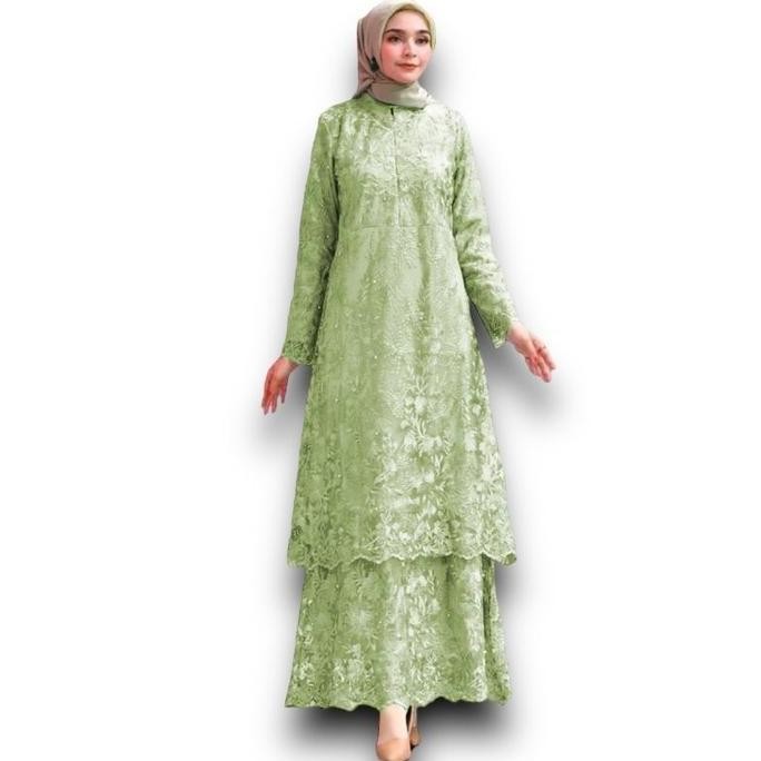 GAMIS MALAYSIA BUSUI TINGKAT/ GAMIS TILE SUSUN FULL BRUKAT TILE BORDIR/ FREE MASKER