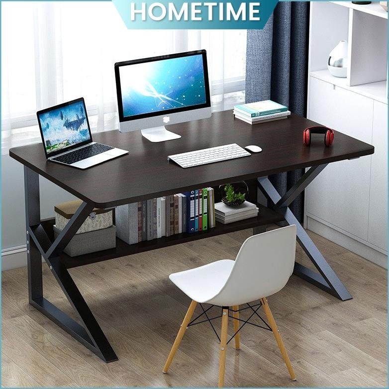 Meja Gaming Minimalis Meja Belajar Meja Komputer Meja Belajar Meja Kerja Meja Panjang Hitam 120CM