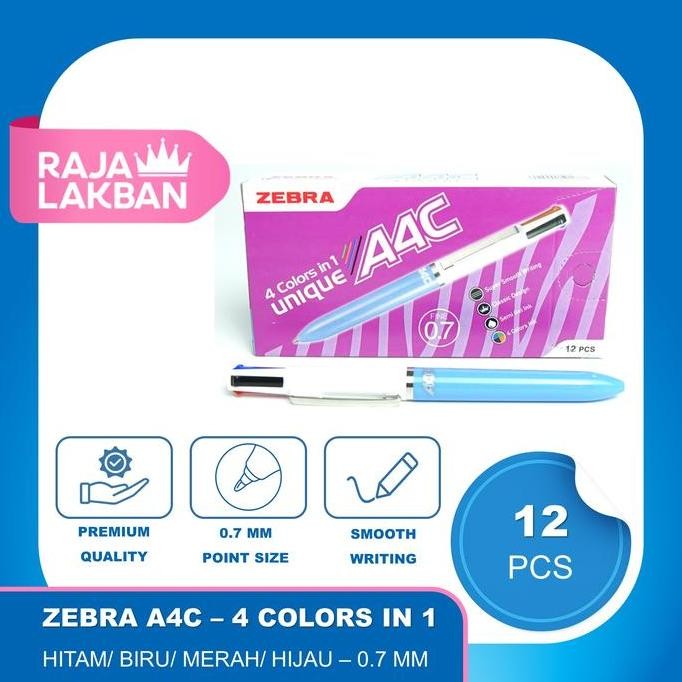 

tersedia pulpen multifungsi zebra a4c - 12 pcs ballpoint warna warni original