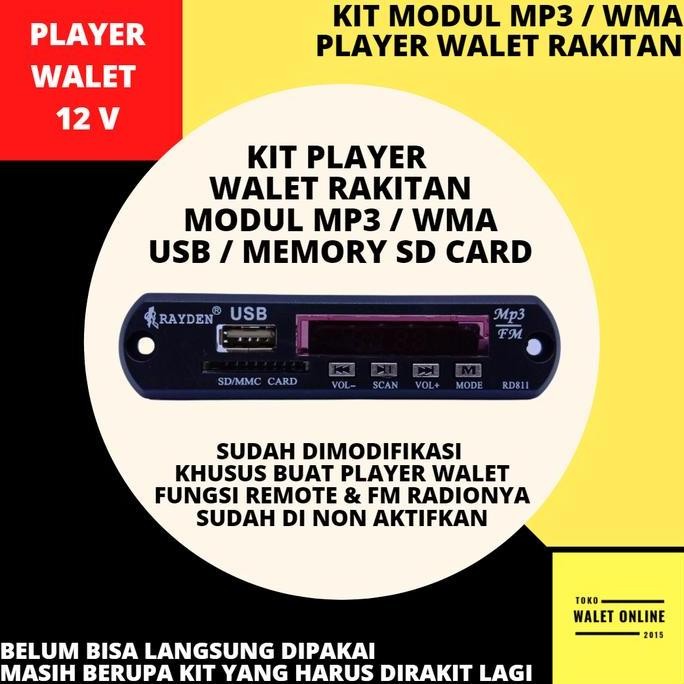 SIAP KIRIM MODUL KIT MP3 PLAYER SUARA WALET KHUSUS AMPLI RAKITAN TANPA REMOTE & FM RADIO