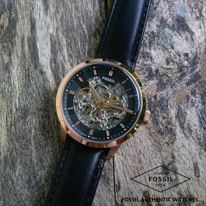 Jam Tangan Pria Fossil Townsman Automatic Me3084 Analog Kulit Black Casual Original