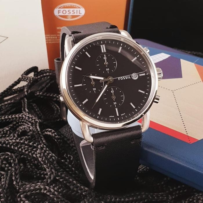 Jam Pria Fossil Fs Leather Body Silver Original 4.6Cm