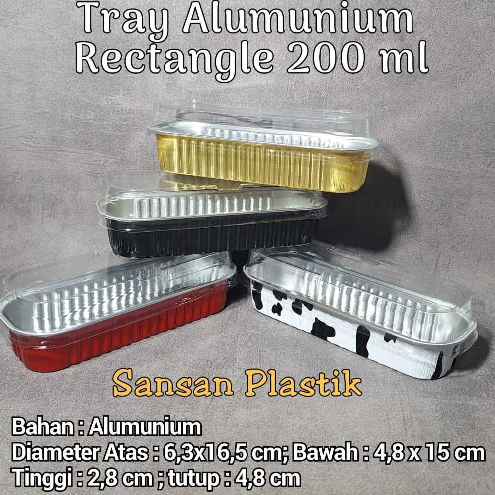 Bisa Cod Tray Alumunium Foil Rectangle 200 Ml / Tray Alumunium Foil Persegi Panjang Tutup Mika ||