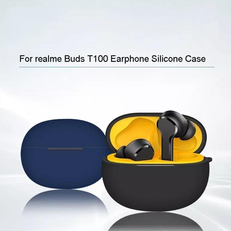 [PROMO KEMBAR] Soft Case Silikon TWS Realme Buds T100 + carabiner