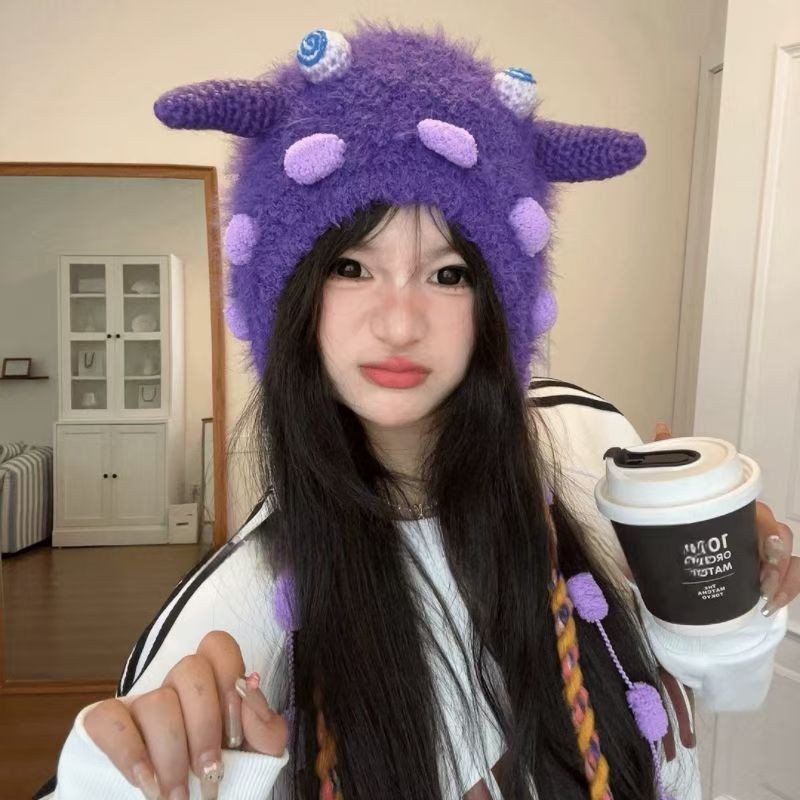 [Saror]Topi Lucu untuk Wanita Topi Wol Hangat Rajut Kartun Baru