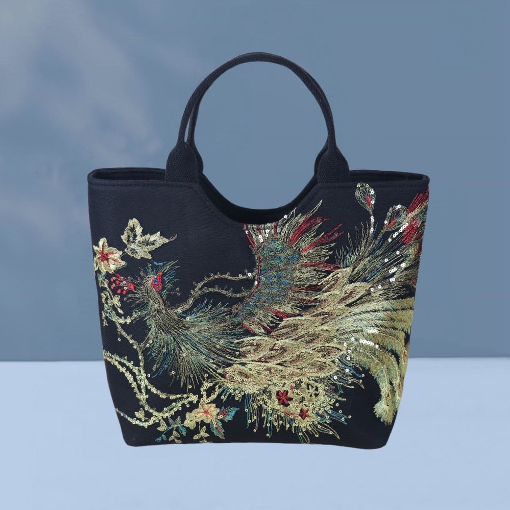 [Saror]Tas Bordir Baru Tas Tangan Vintage Merak