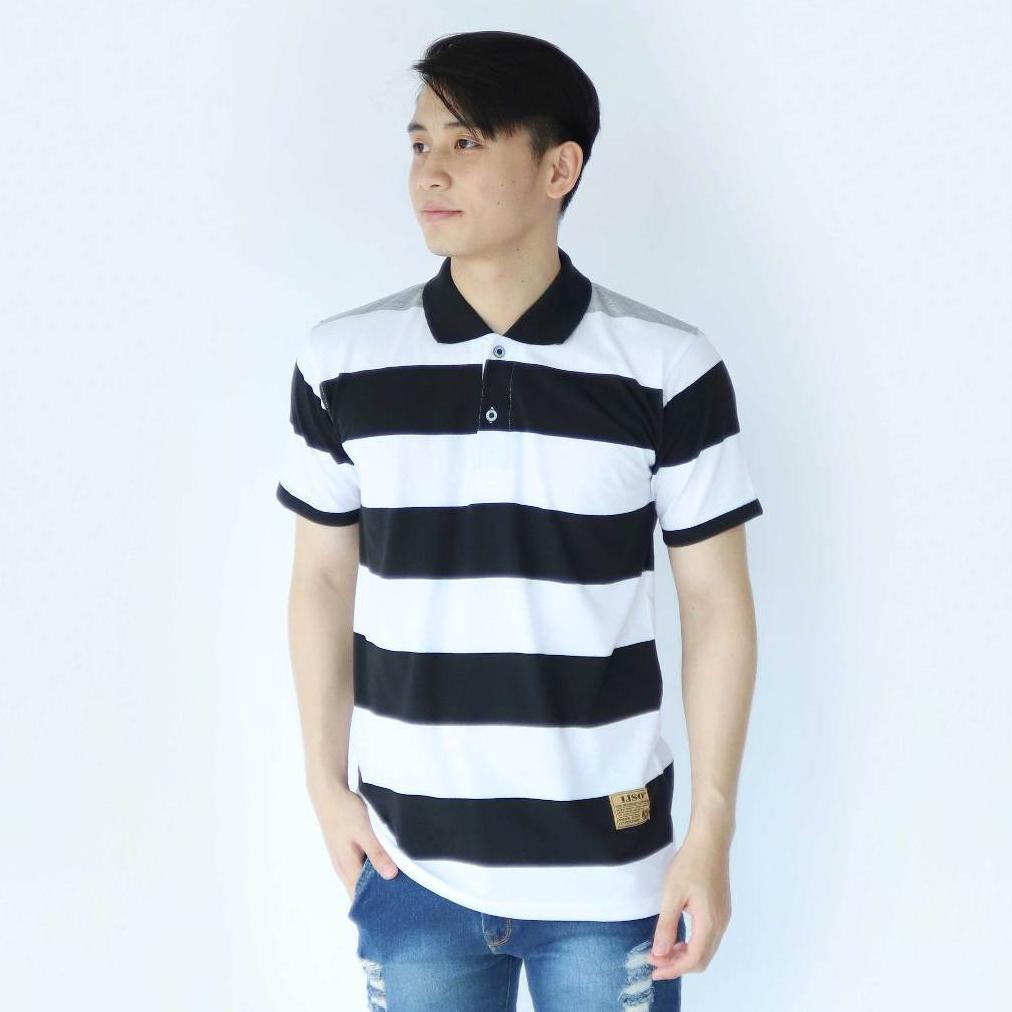 Best - Liso wear - Kaos Kerah Pria | Kaos Salur Engineering Stripe Balok Lengan Pendek
