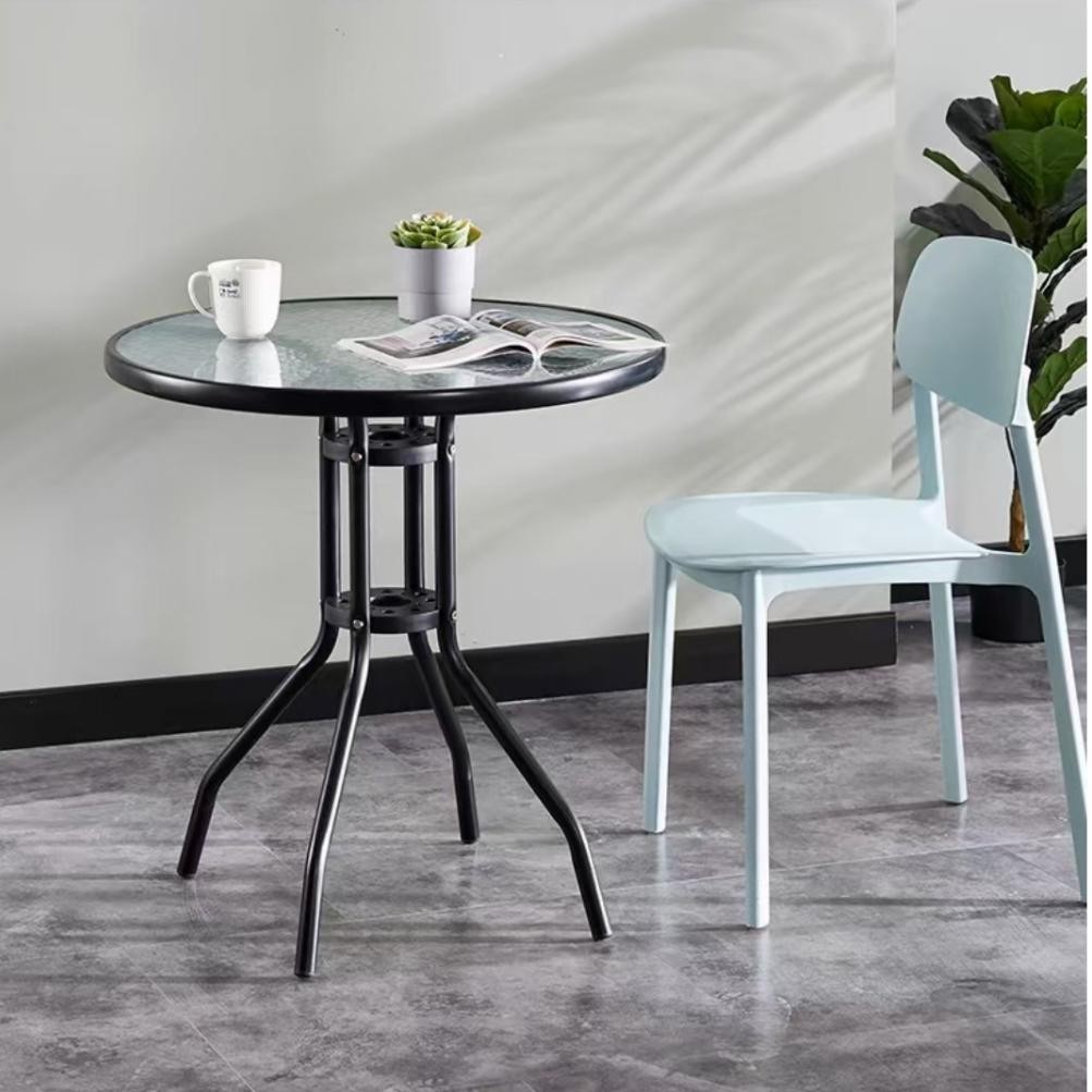 Meja Teras Meja Taman Meja Outdoor Meja Makan Meja Bundar Kaca Meja Cafe