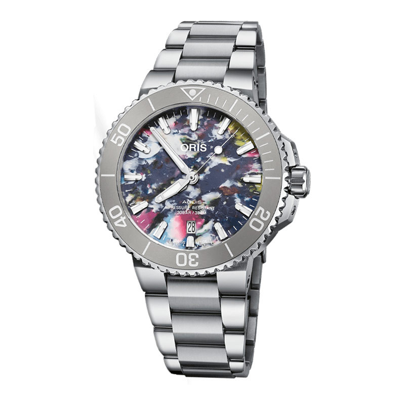 Jam Tangan Pria Oris Aquis 01-733-7766-4150-SET Date Upcycle Automatic Multi Color Dial Stainless St