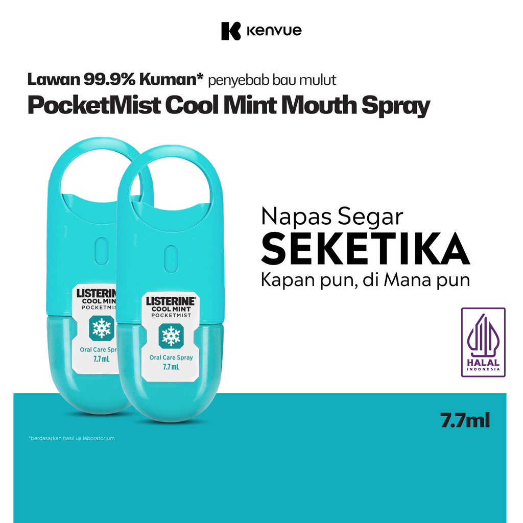 LISTERINE PocketMist Cool Mint / Pocket Mist Mouth spray untuk napas ekstra segar seketika lawan bau