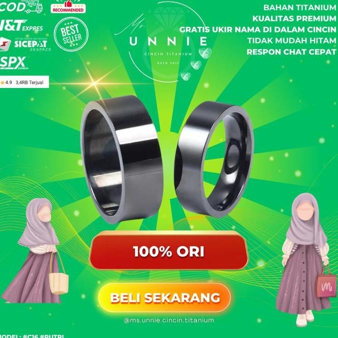 Cincin Couple Titanium warna hitam polos