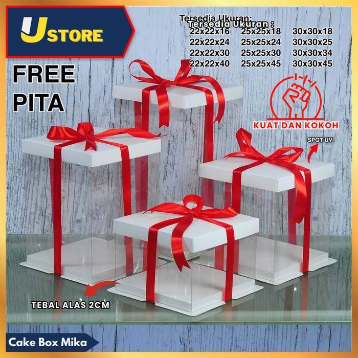Cake Box Mika Dus Kue Kotak Kue Transparant 30x30 cm Kotak Kado Gift Box kotak Hantaran Mika PET