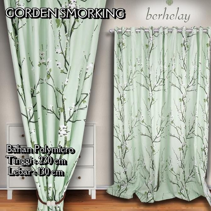 Gorden Smokring Motif Bunga Jeju Hijau Mint