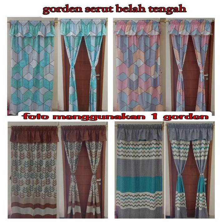 Gorden Serut shaby / gorden serut motif bunga belah tengah tali