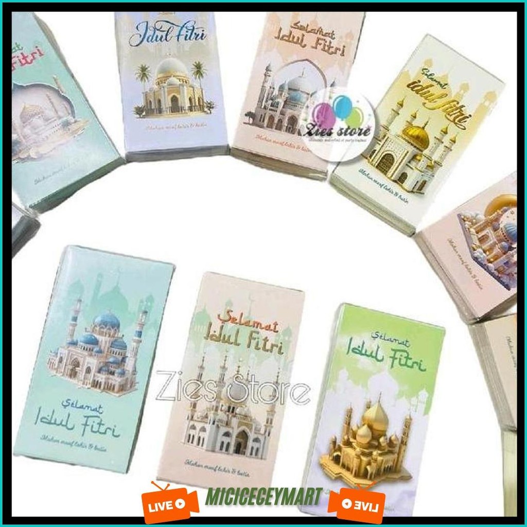 

[50Lembar] Amplop Lebaran Idul Fitri / Angpao Lebaran Box Mika Size L Motif Masjid Termurah Banget