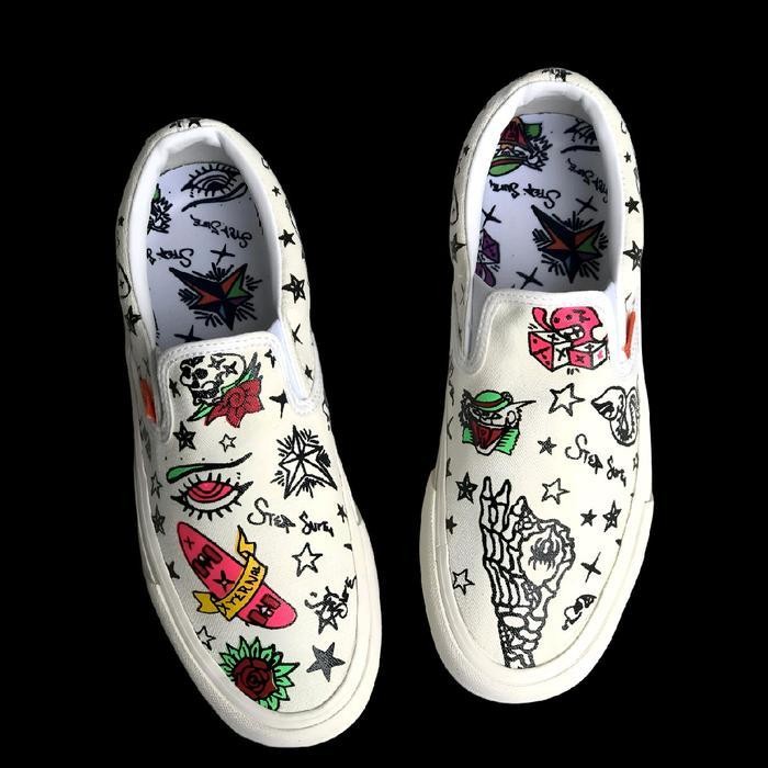 Ews Sepatu Slip On Pria Wanita Xternalstepsure X Colour Tatto Cyrano Offwhite Canvas Kasual Shoes Fl