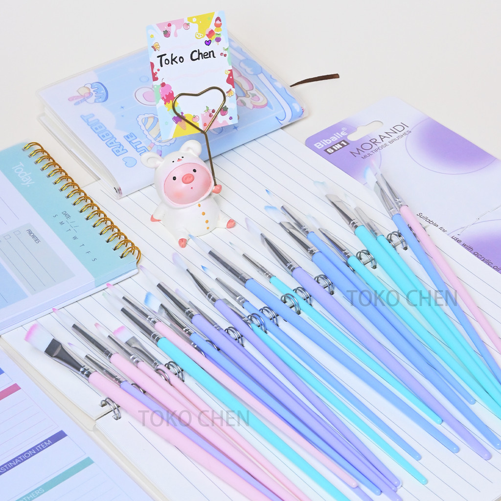 

Bibaile 6pcs Kuas Lukis Set Paintbrush Paint Brushes Kuas Cat Minyak Dan Air