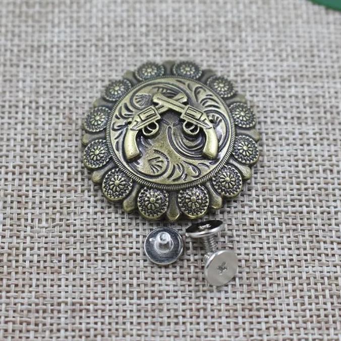 

\"\"\"\] Antique Pattern Round Screwback Concho | Wallet Bag Belt Leather Craft Accessories