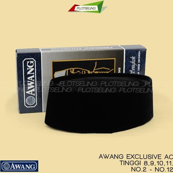 TERLARIS Songkok AWANG EXCLUSIVE HITAM AC Tinggi 8 9 10 Anak-Dewasa Nomor 3-11