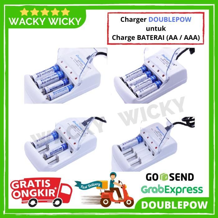 Batre Baterai Battery Charger Casan Doublepow + Bonus Baterai Aa & Aaa