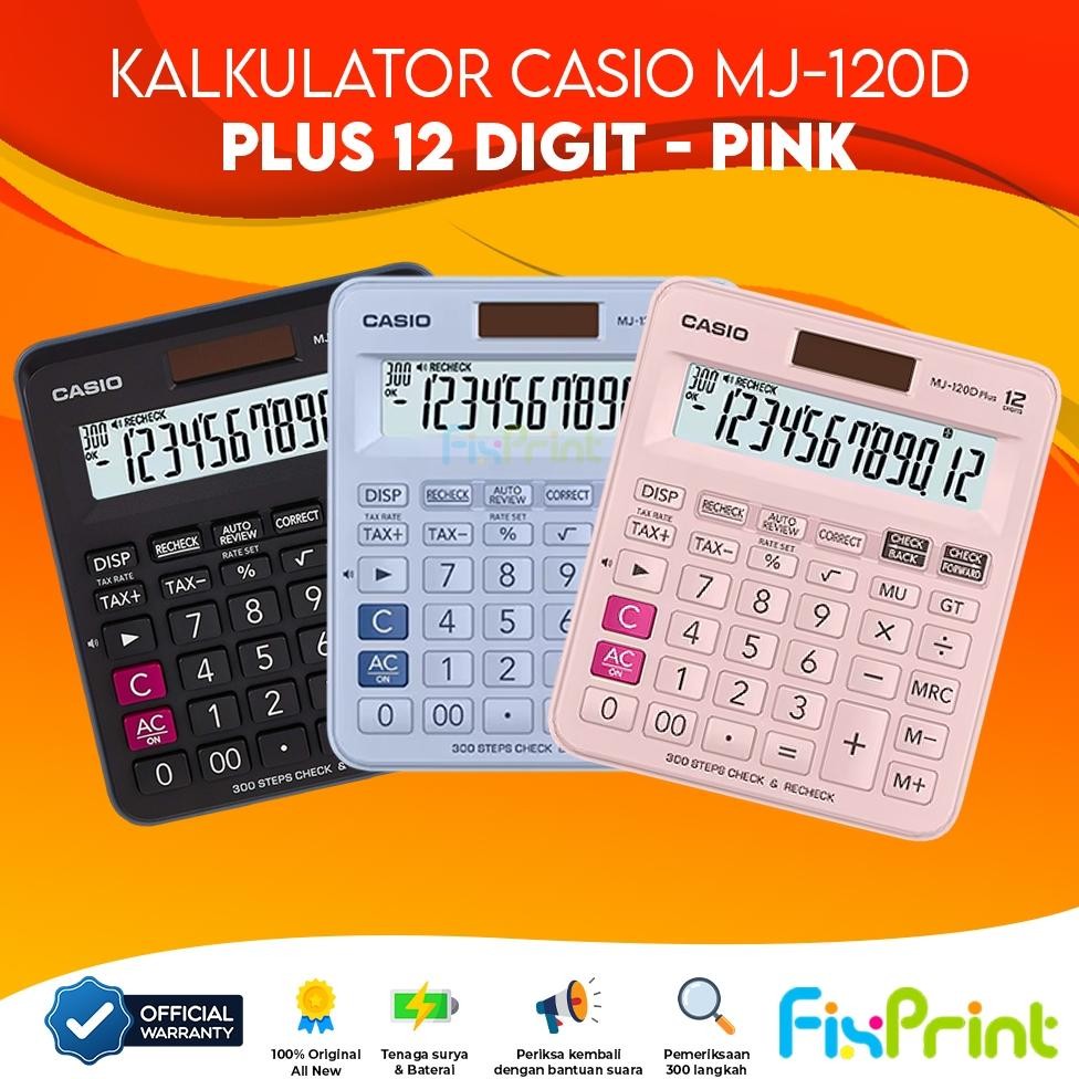 

Calculator Casio MJ 120D Plus 12 Digit Kalkulator Desktop Check and Correct MJ-120D 12 Digits Cek Ulang Pink Light Blue Black Original Garansi Resmi