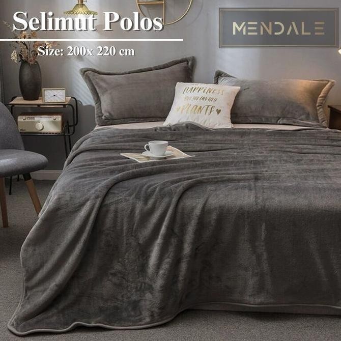 Selimut Polos Bahan Bulu Lembut & Halus Uk Dewasa 200 x 220 cm