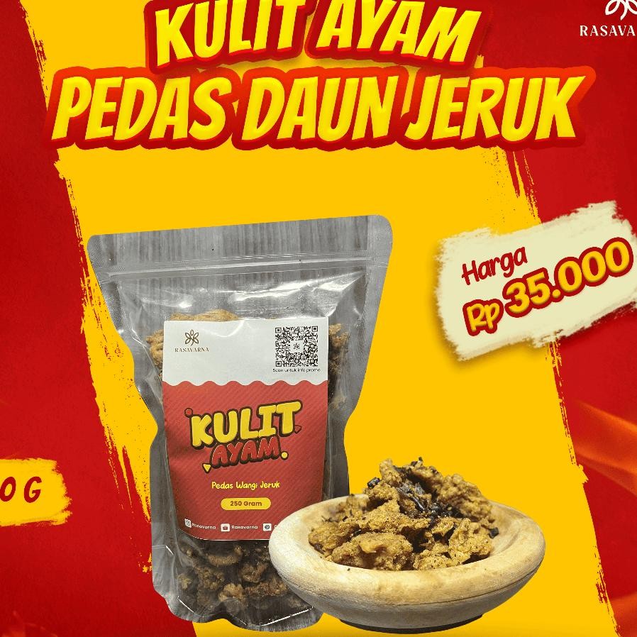 

Kulit Ayam Crispy Daun Jeruk Pedas 250Gr