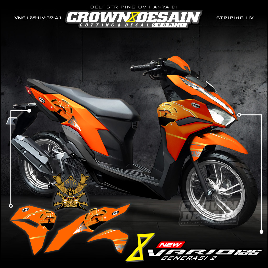 Striping Stiker Vario 125 New Transparan - Striping Vario new 2023 Motif Arai Samurai Gold/Pedrosa S
