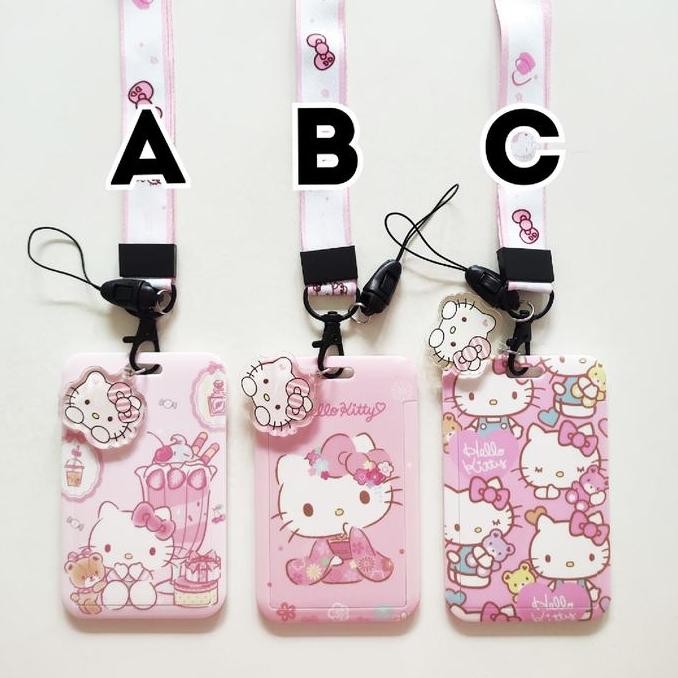 

Id Card Holder Cute Hello Kitty Sanrio Lanyard Kalung Gantungan Kartu Lucu Original