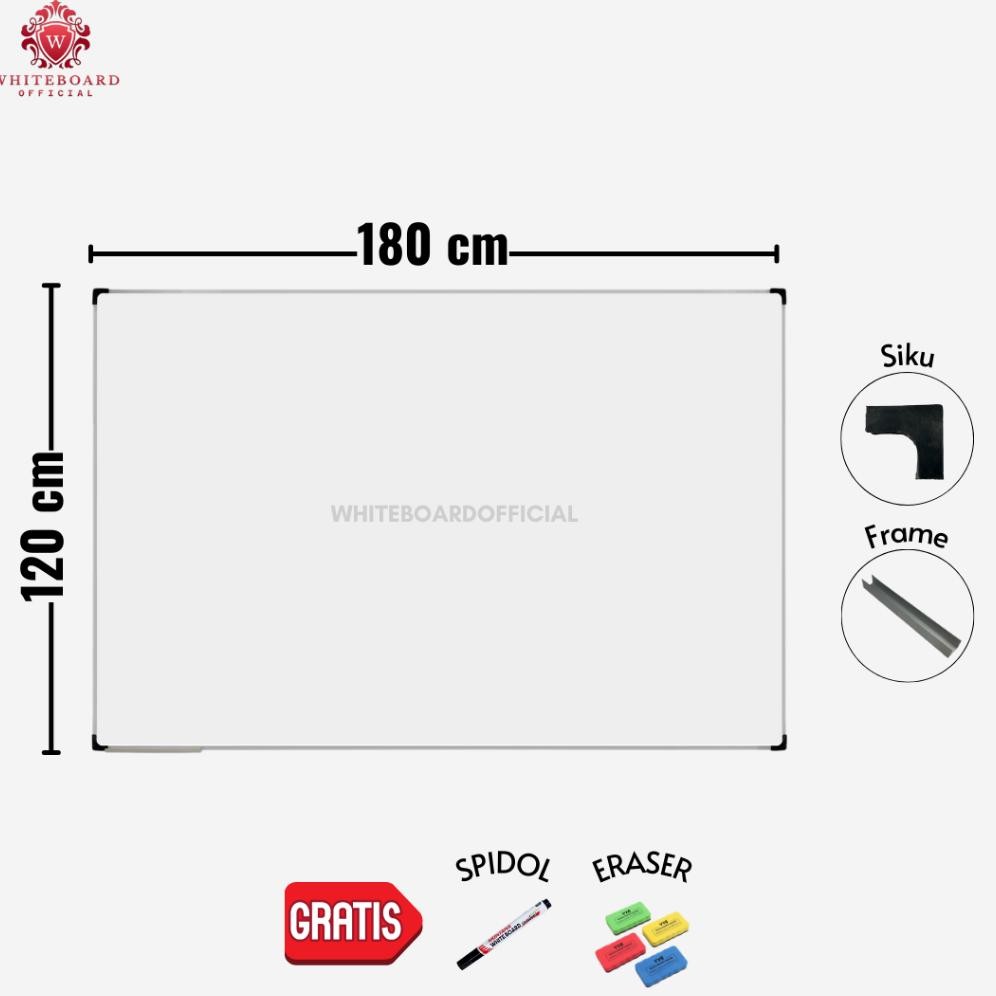

RAIJIN Papan Tulis White Board 120x180cm / Whiteboard Non Magnet Gantung Mudah Ditulis & Dihapus