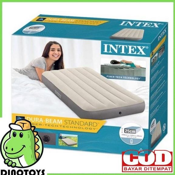 DINOTOYS INTEX 64101 KASUR ANGIN HIGH QUALITY - INTEX DURA BEAM TWIN  CREAM 191x99x25cm KASUR PORTAB