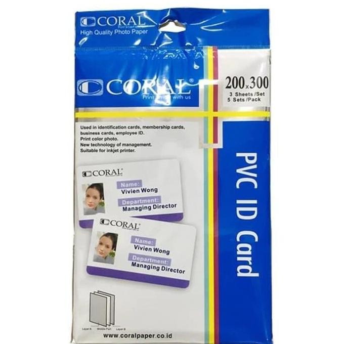 

Kertas Pvc Coral A4 Isi 5 Lembar | Bahan Cetak Id Card Instan Original