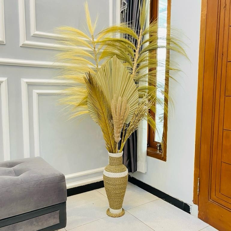 Paket Hiasan Ruang Tamu Satu Set Bunga Kering Aesthetic + Vas