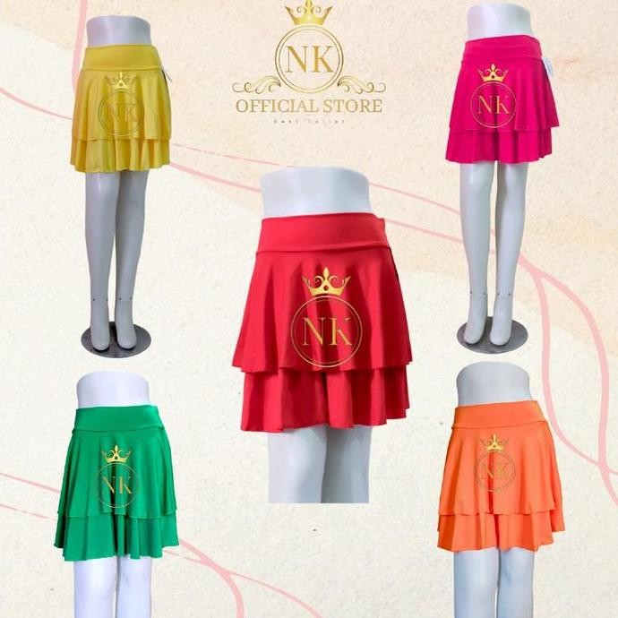 Rok Susun 2 Layer Pendek - Jersey - Line Dance Belly Dance, Senam Zumba, Sepeda,