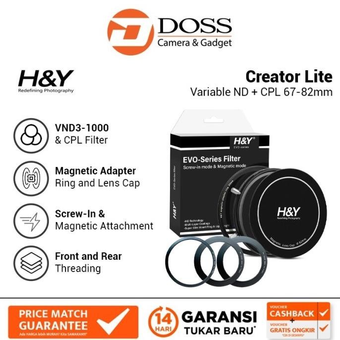Terlaris H&Y Creator Lite Variable Nd + Cpl 67-82Mm Filter Lensa