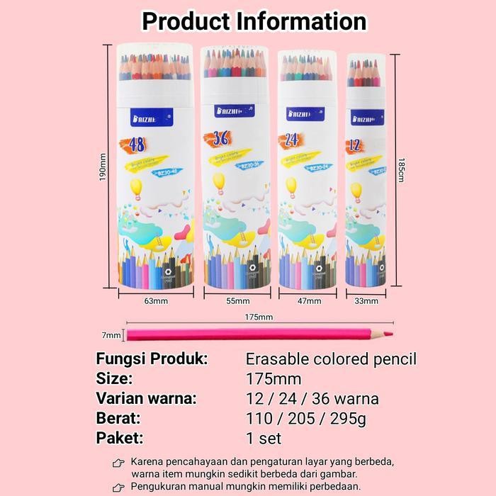 

SWG Pensil warna 12/24/36 warna dengan bonus rautan pensil pada box Erasable colored pencil tidak beracun dapat di hapus warna terang Cerah dengan material berkualitas dan kuat sekolah pelajar Anak Stationery