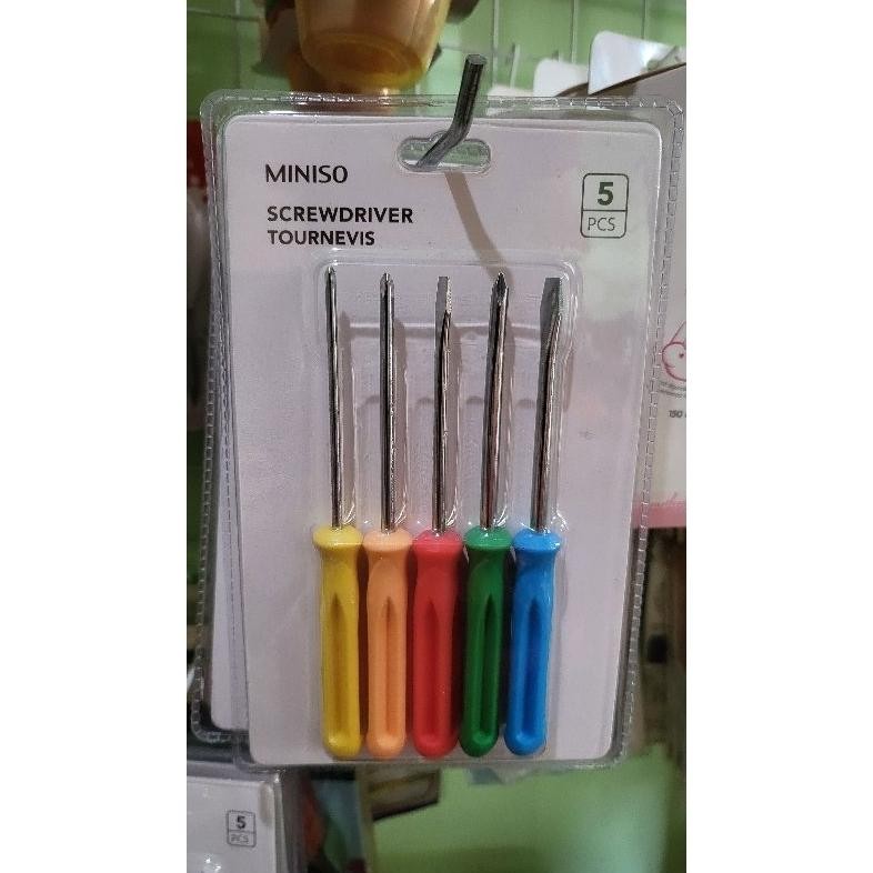 Miniso Set Obeng Perlengkapan isi 5 pcs / Miniso Screwdriver 5pc Obeng Anti Slip