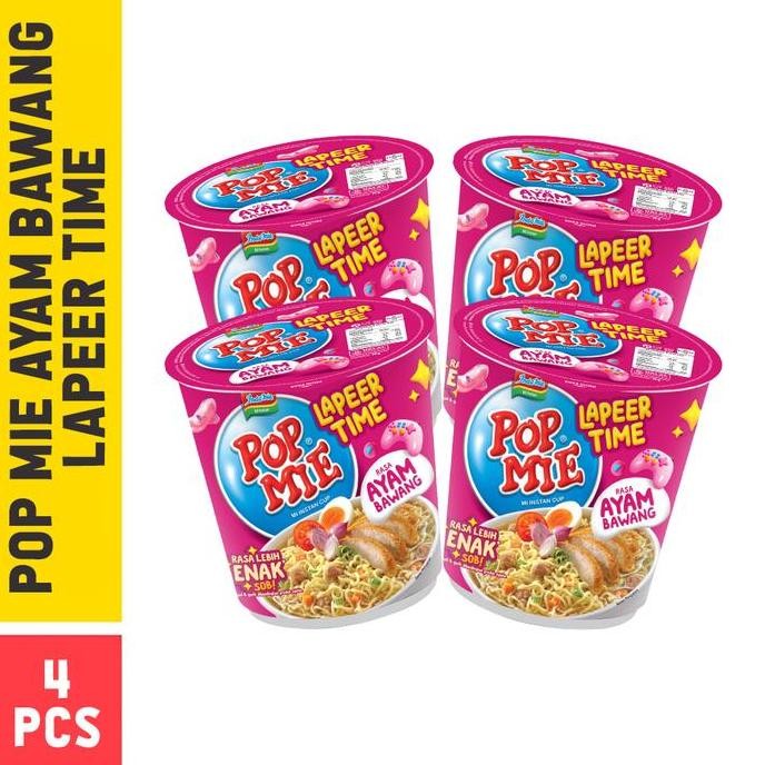 

Produk Baru!! Pop Mie Ayam Bawang Lapeer Time 75gr - 4 Pcs Mie Cup Instan