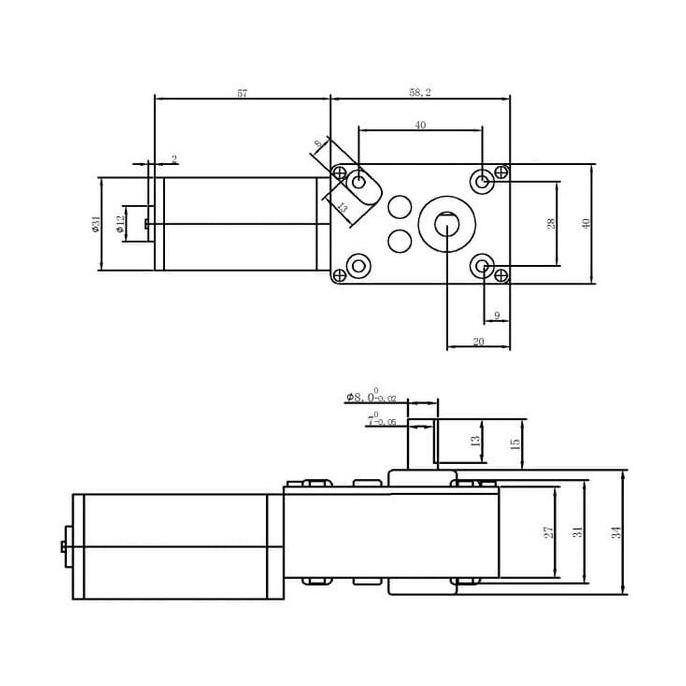 PERMANENT MAGNET WORM GEAR MOTOR DC 4058GW31ZY 24V 40RPM