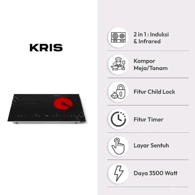 KRIS Kompor listrik infrared 2 tungku - hitam