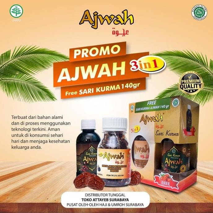 

Paket Kombo Ajwah 3In1 Minyak Jinten Habasyi Propolis+ Bonu Sari Kurma
